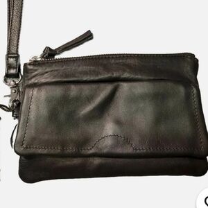 Day&Mood Black Leather Wristlet